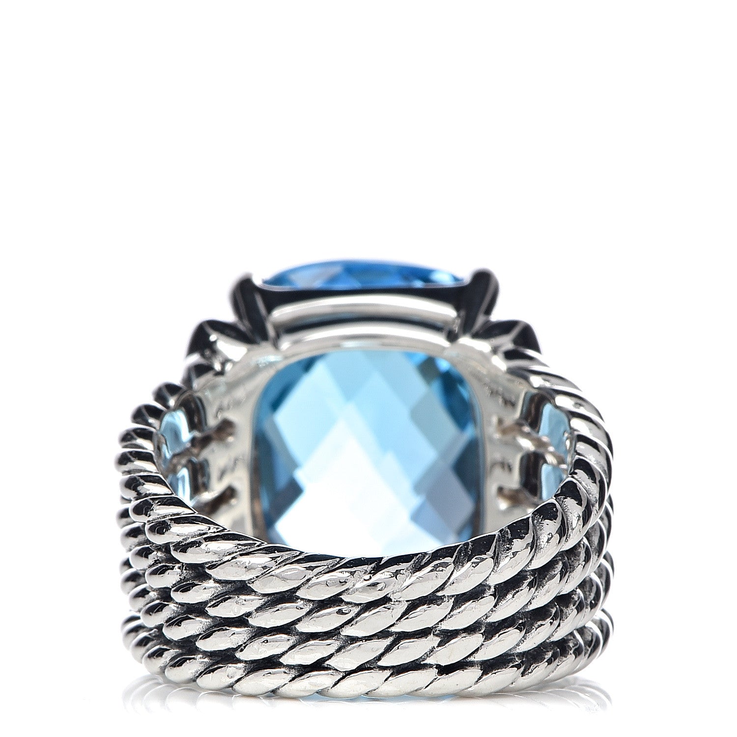 David Yurman Sterling Silver Diamond Blue Topaz 16mm Wheaton Ring 51 5.75 4 of 5