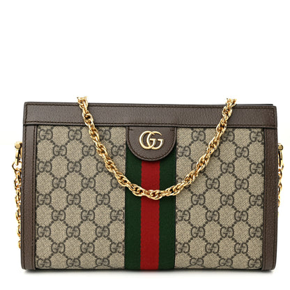 Gucci GG Supreme Monogram Web Small Ophidia Chain Shoulder Bag Brown 1 of 10