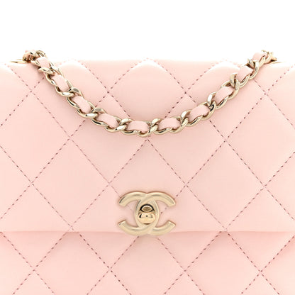 Chanel Lambskin Quilted Rectangular Phone Holder Clutch With Chain Light Pink 8 of 11
