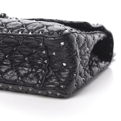 Valentino Garavani Craquele Nappa Large Rockstud Spike Shoulder Bag Black 9 of 11