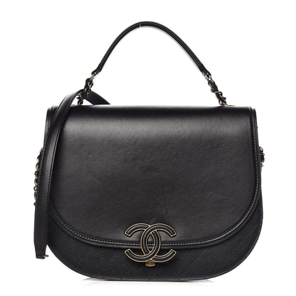 Chanel Shiny Calfskin Goatskin Quilted Medium Coco Curve Messenger Flap Black 1 of 10