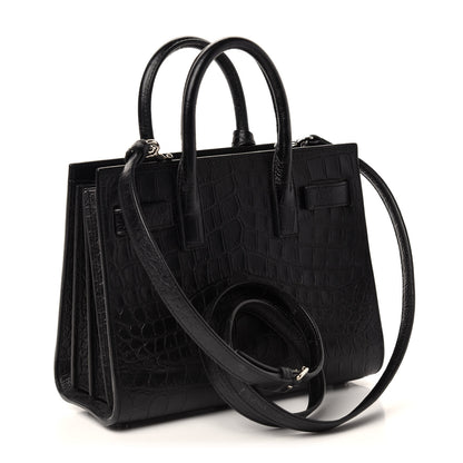 Saint Laurent Calfskin Crocodile Embossed Nano Sac De Jour Black 4 of 11