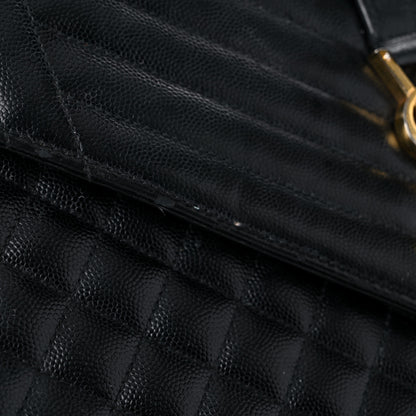 Saint Laurent Grain De Poudre Textured Mixed Matelasse Large Triquilt Monogram Satchel Black 23 of 28