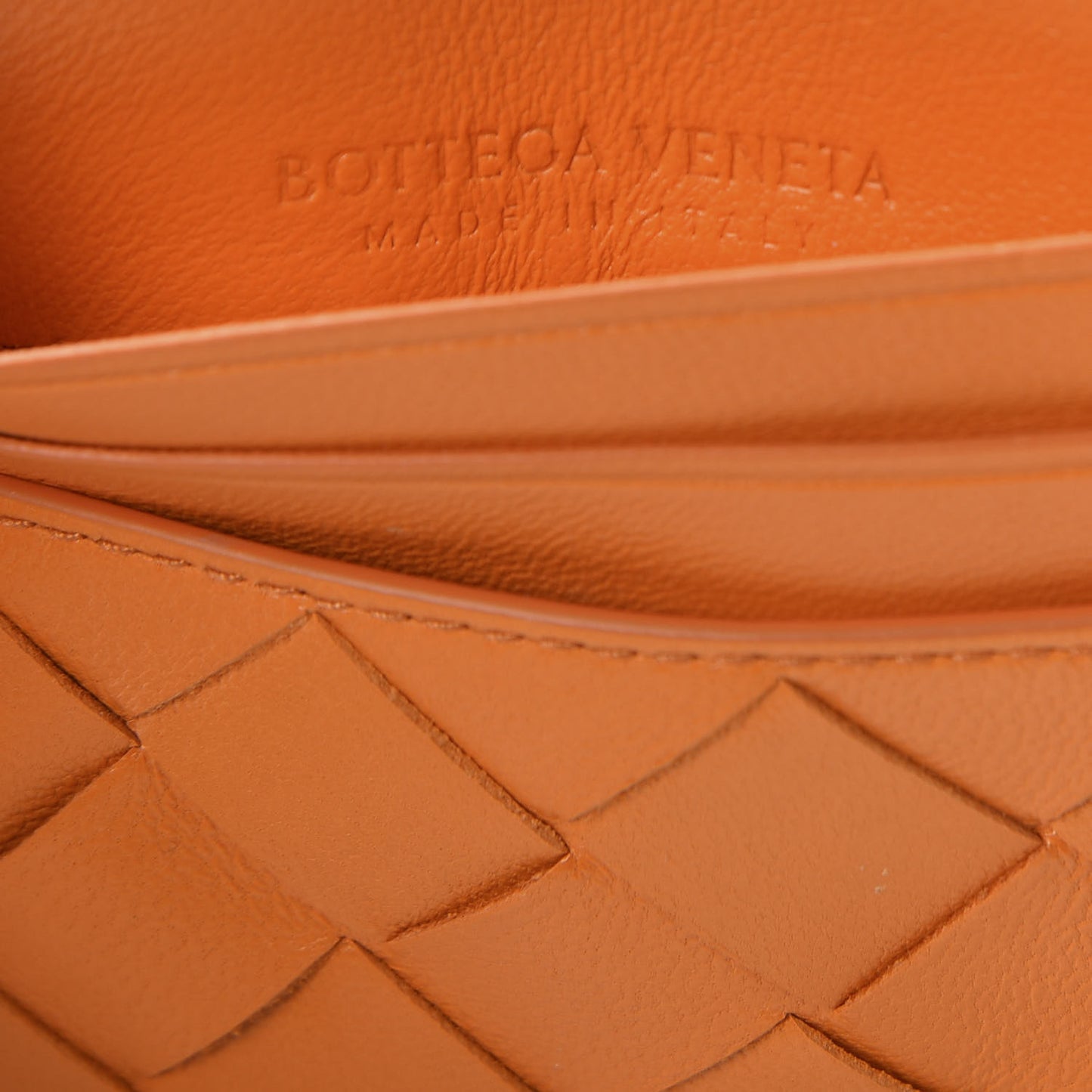 Nappa Intrecciato Card Holder Light Orange