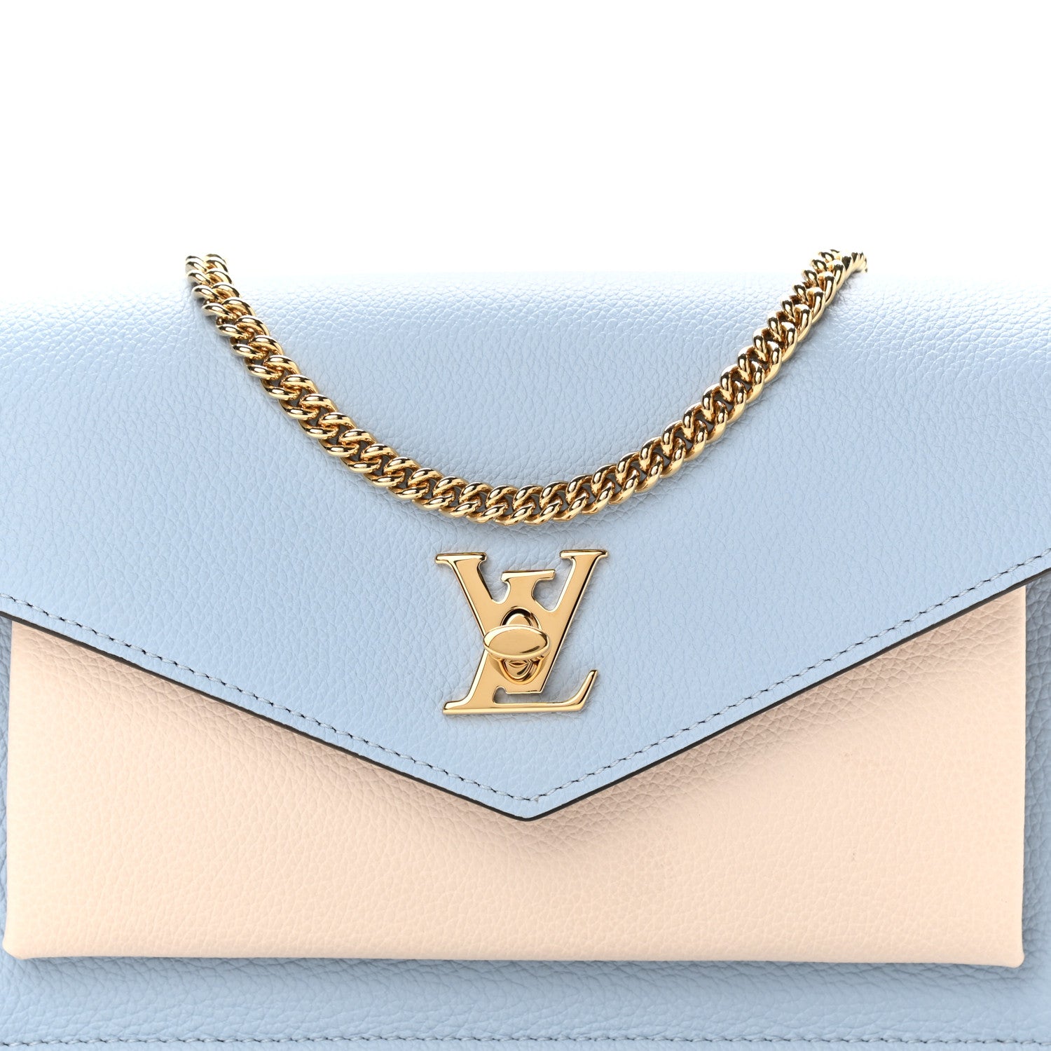 Louis Vuitton Calfskin My Lockme Chain Pochette Bleu Nuage 7 of 9