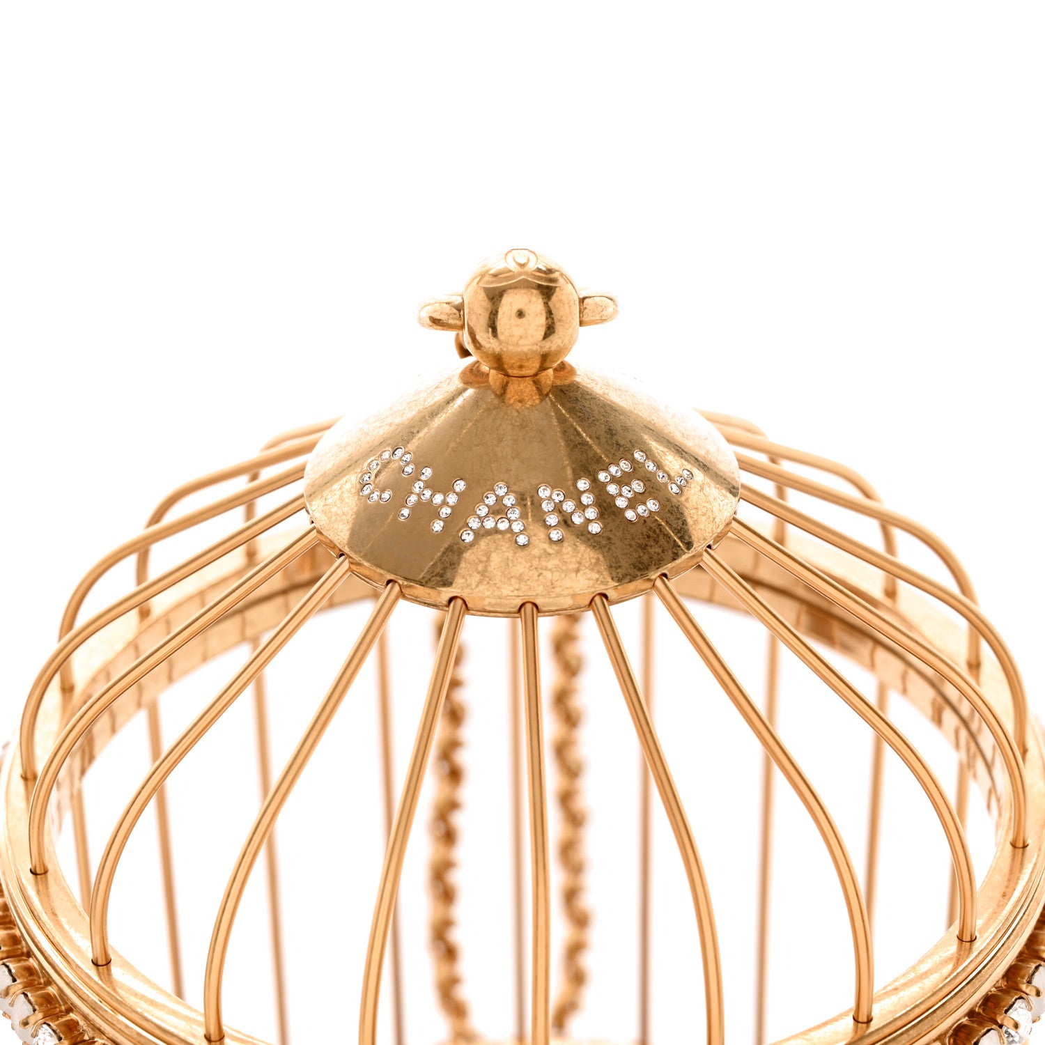 Chanel Metal Crystal Enamel CC Love Bird Cage Minaudiere Clutch Gold Multicolor 10 of 11