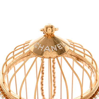 Chanel Metal Crystal Enamel CC Love Bird Cage Minaudiere Clutch Gold Multicolor 10 of 11