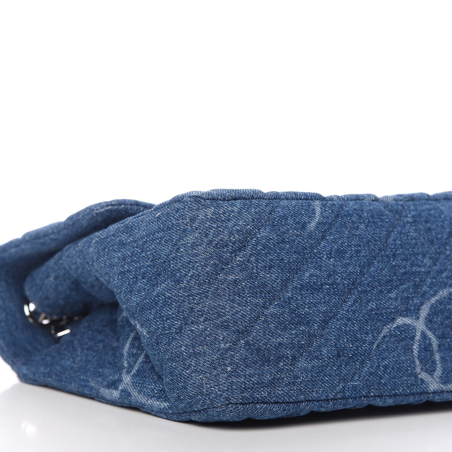Chanel Denim Quilted CC Print Jumbo Single Flap Blue 6 of 11