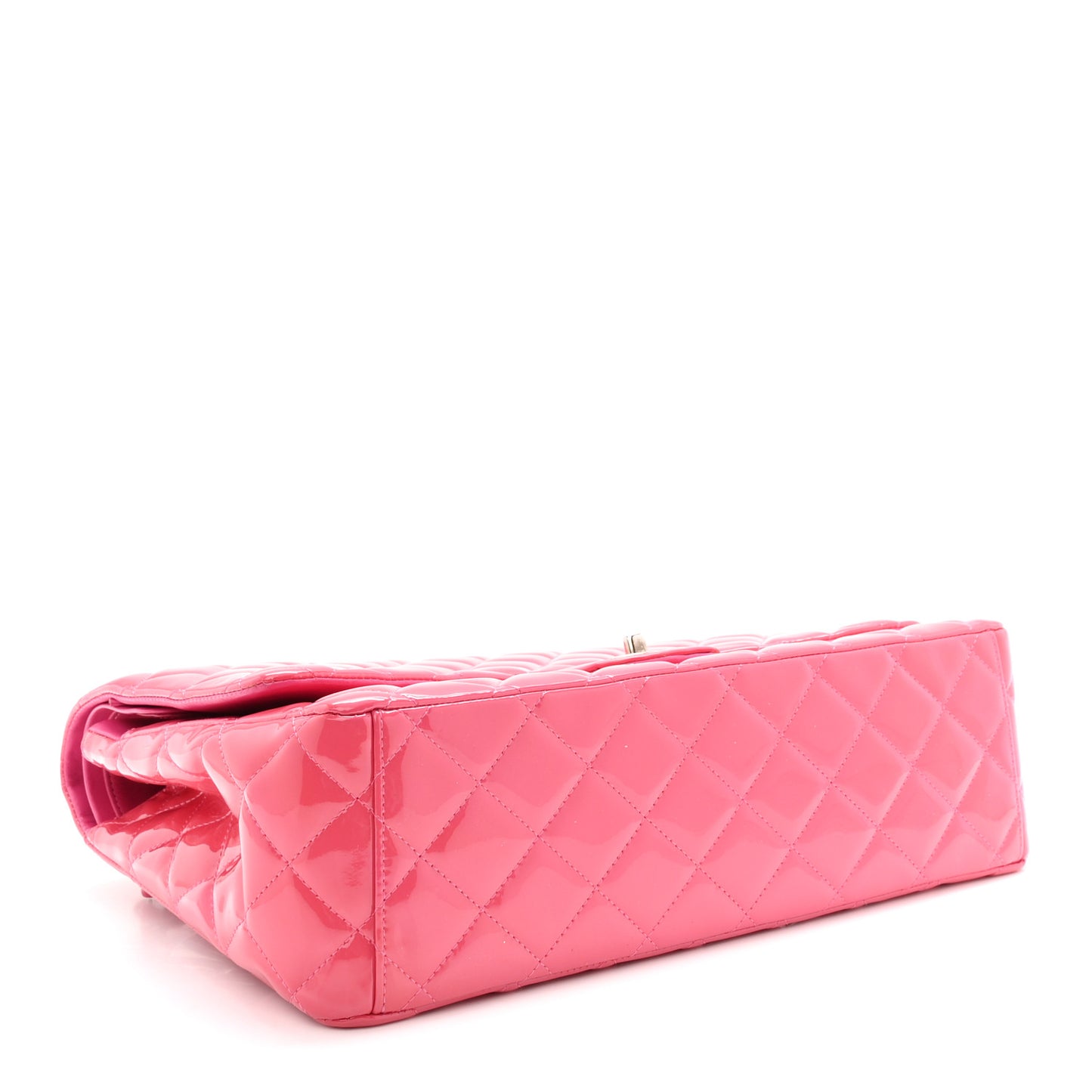Patent Maxi Quilted Double Flap Fuchsia