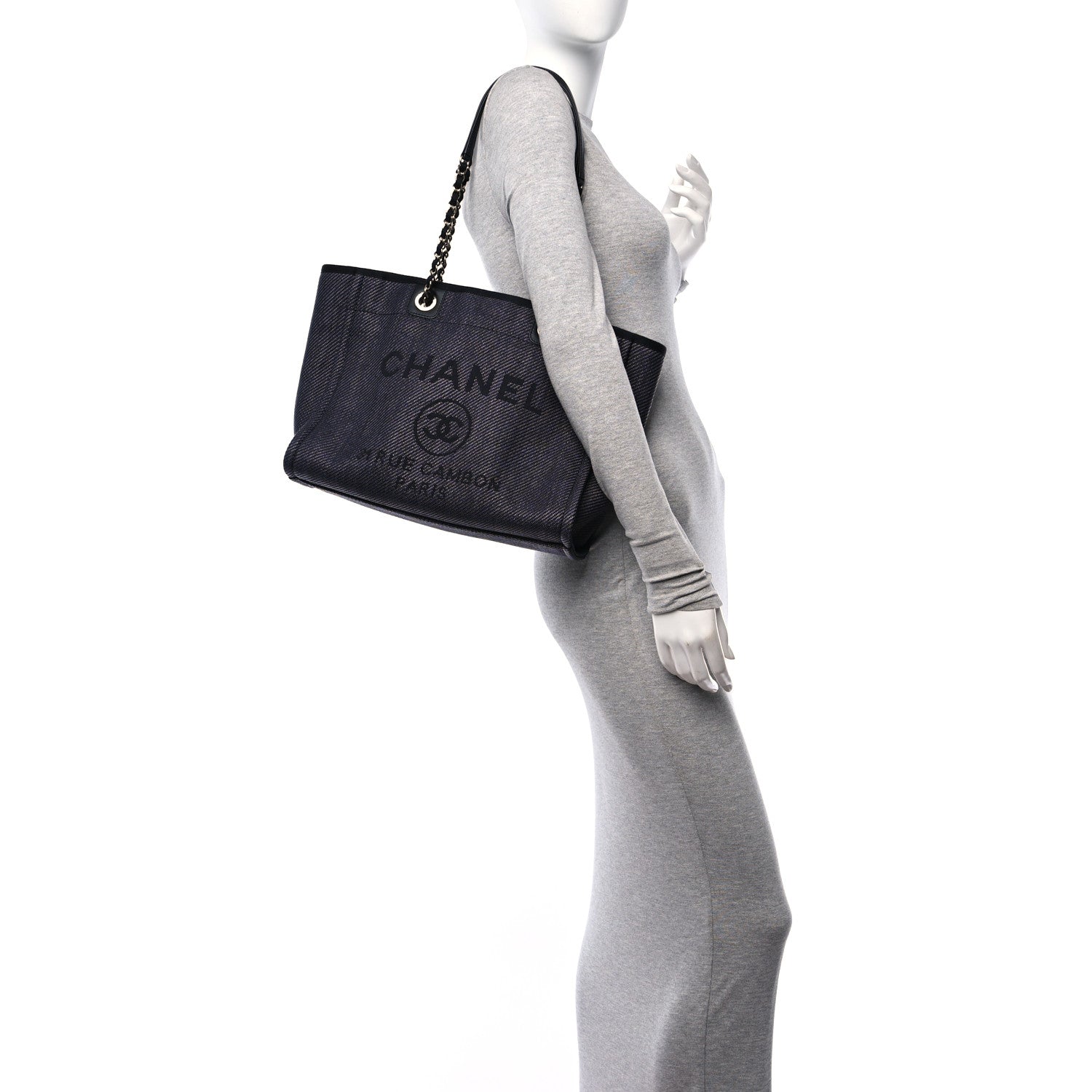 Chanel Mixed Fibers Calfskin Small Deauville Tote Black 2 of 10