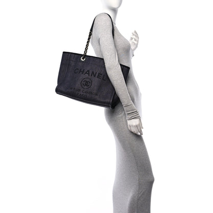 Chanel Mixed Fibers Calfskin Small Deauville Tote Black 2 of 10