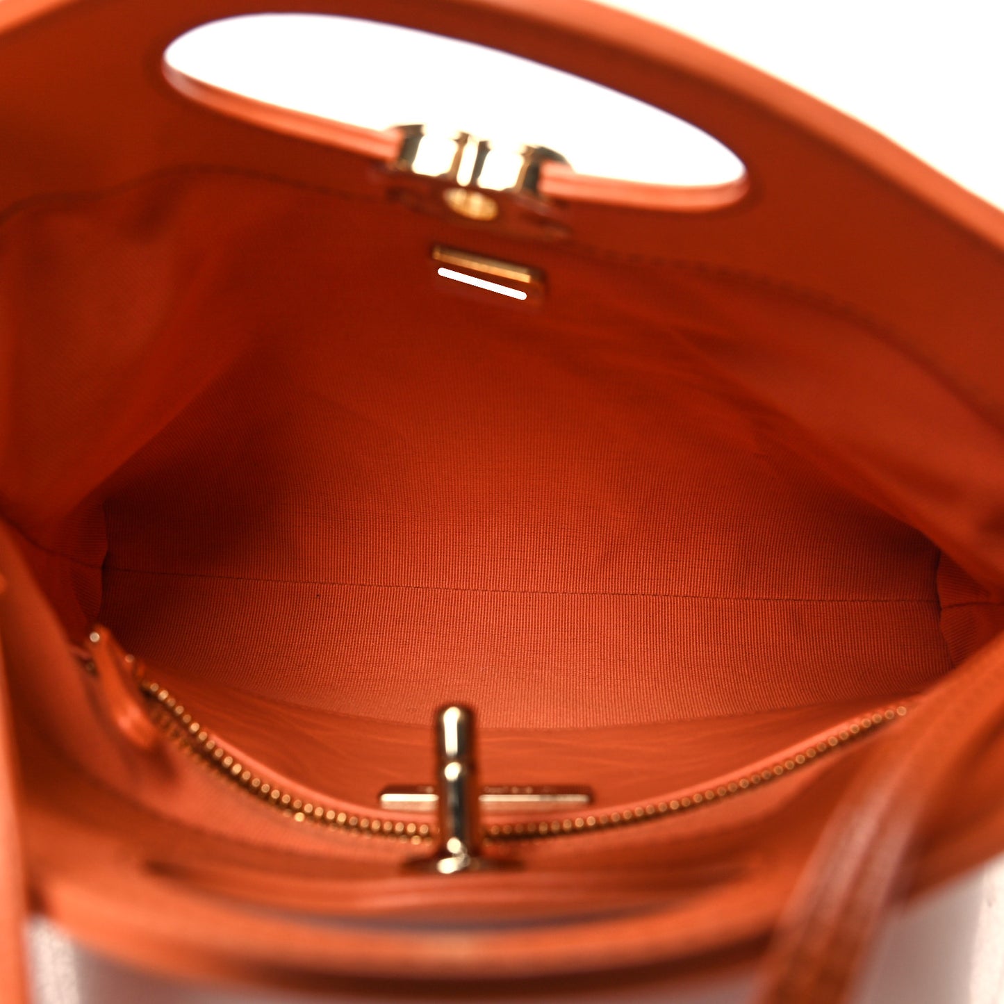 Shiny Crumpled Calfskin Quilted Mini 31 Shopping Bag Orange