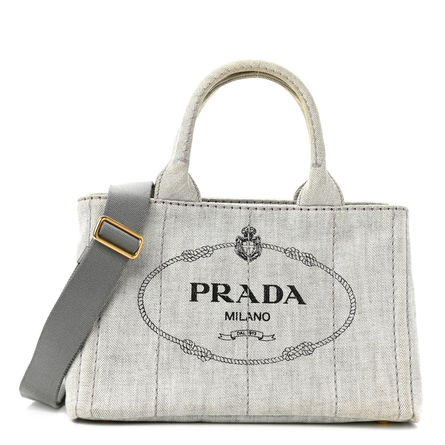 Denim Small Logo Tote Bianco