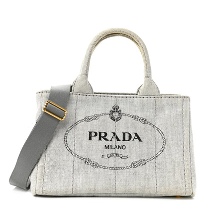 Prada Denim Small Logo Tote Bianco 1 of 12