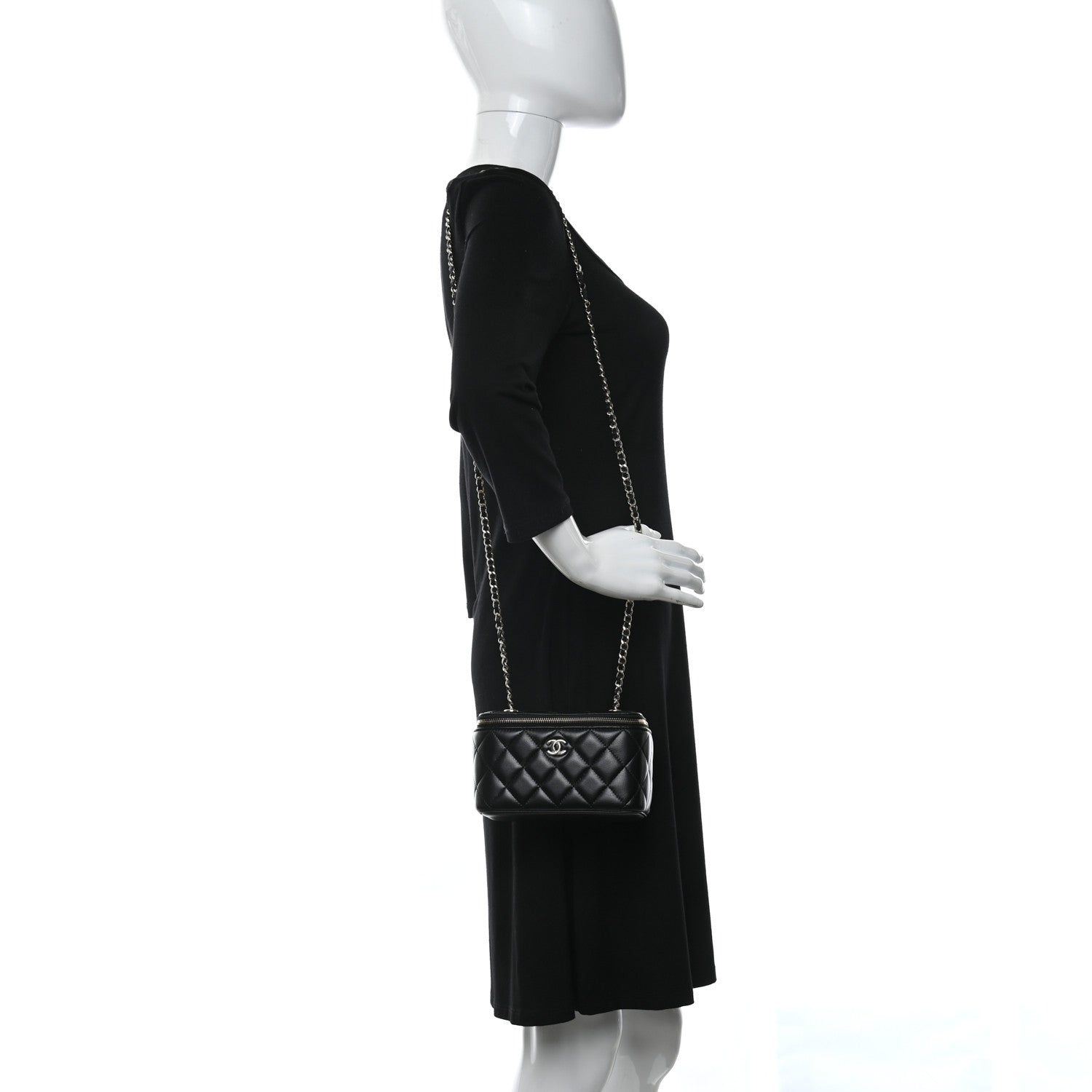 Chanel Lambskin Quilted Trendy Small Vanity Case With Chain Black 2 of 9