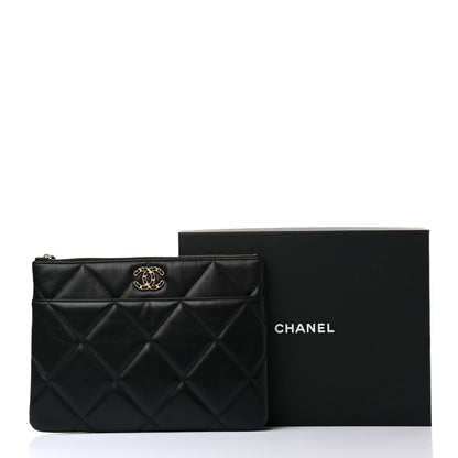 Chanel Goatskin Quilted Large Chanel 19 Pouch Black 8 of 8