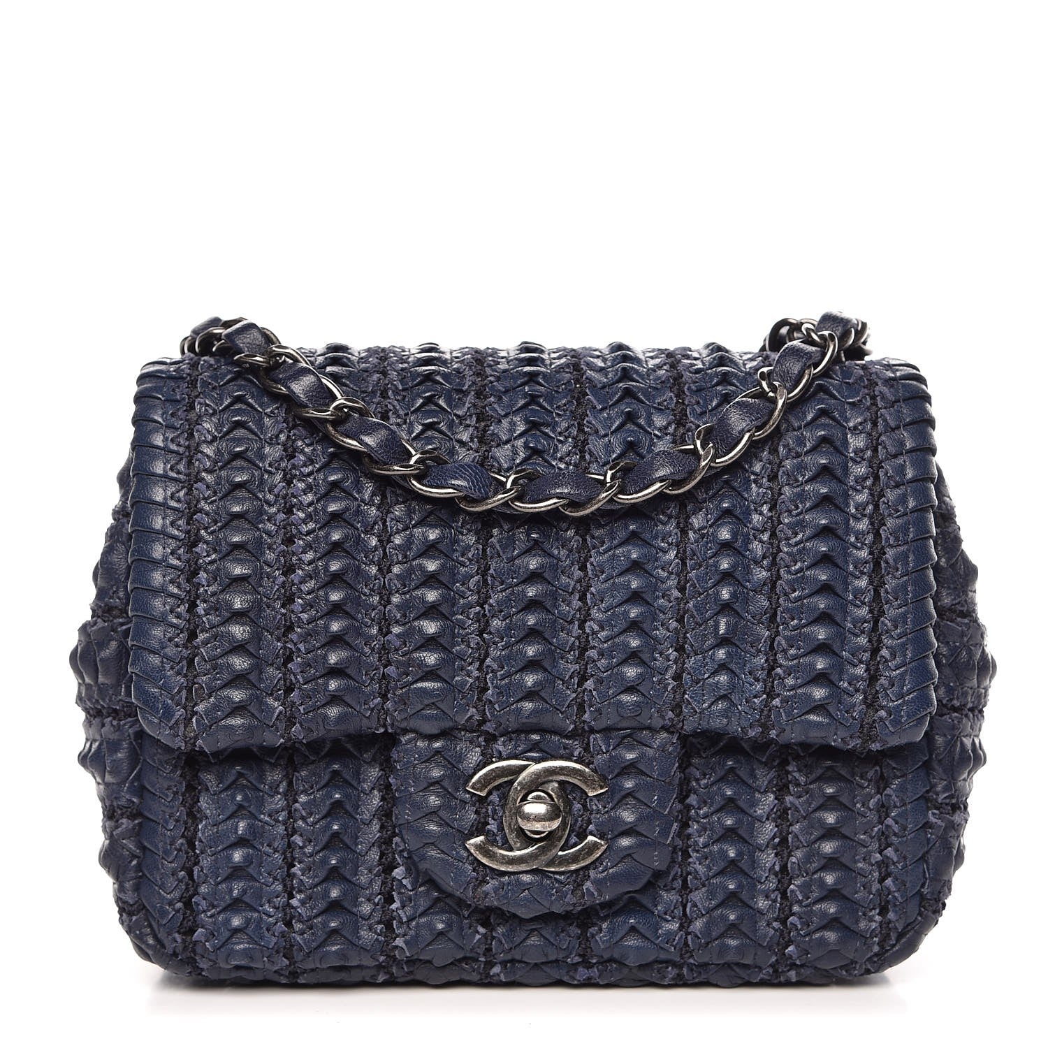 Chanel Lambskin Embroidered Small Flap Navy 1 of 8