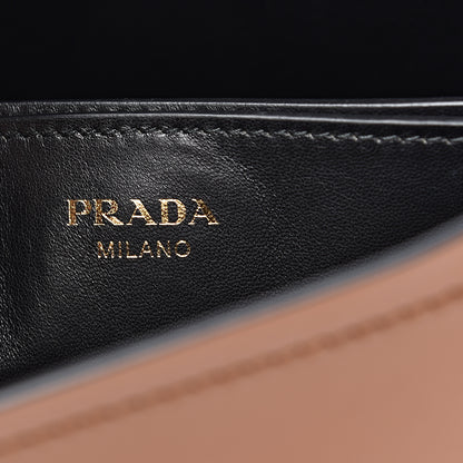 Prada City Calfskin Tambour Bucket Bag Cognac Black 6 of 10