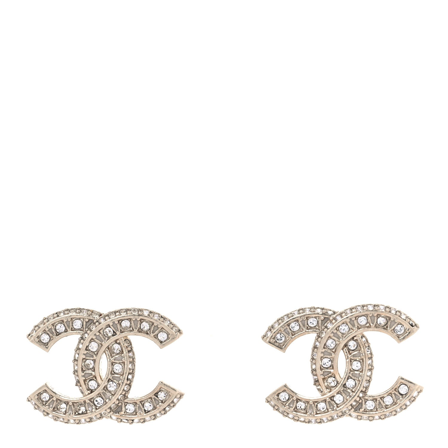 Chanel Crystal Timeless CC Earrings Light Gold 1 of 5