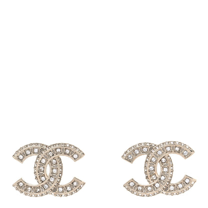 Chanel Crystal Timeless CC Earrings Light Gold 1 of 5