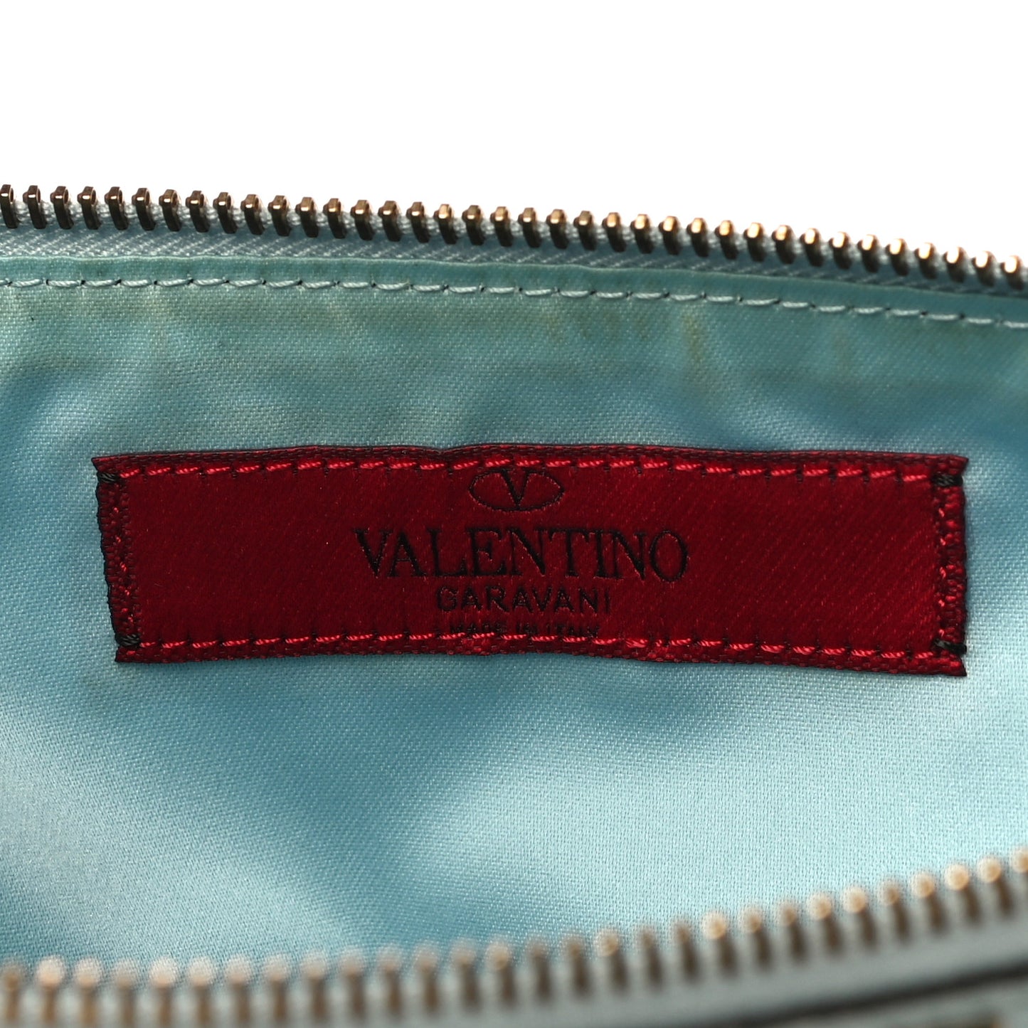 Vitello Large Rockstud Zip Pouch Sky Sorbet