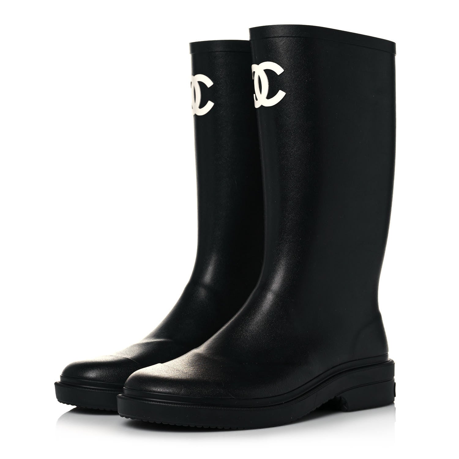 Chanel Caoutchouk CC High Boots 39 Black 3 of 7