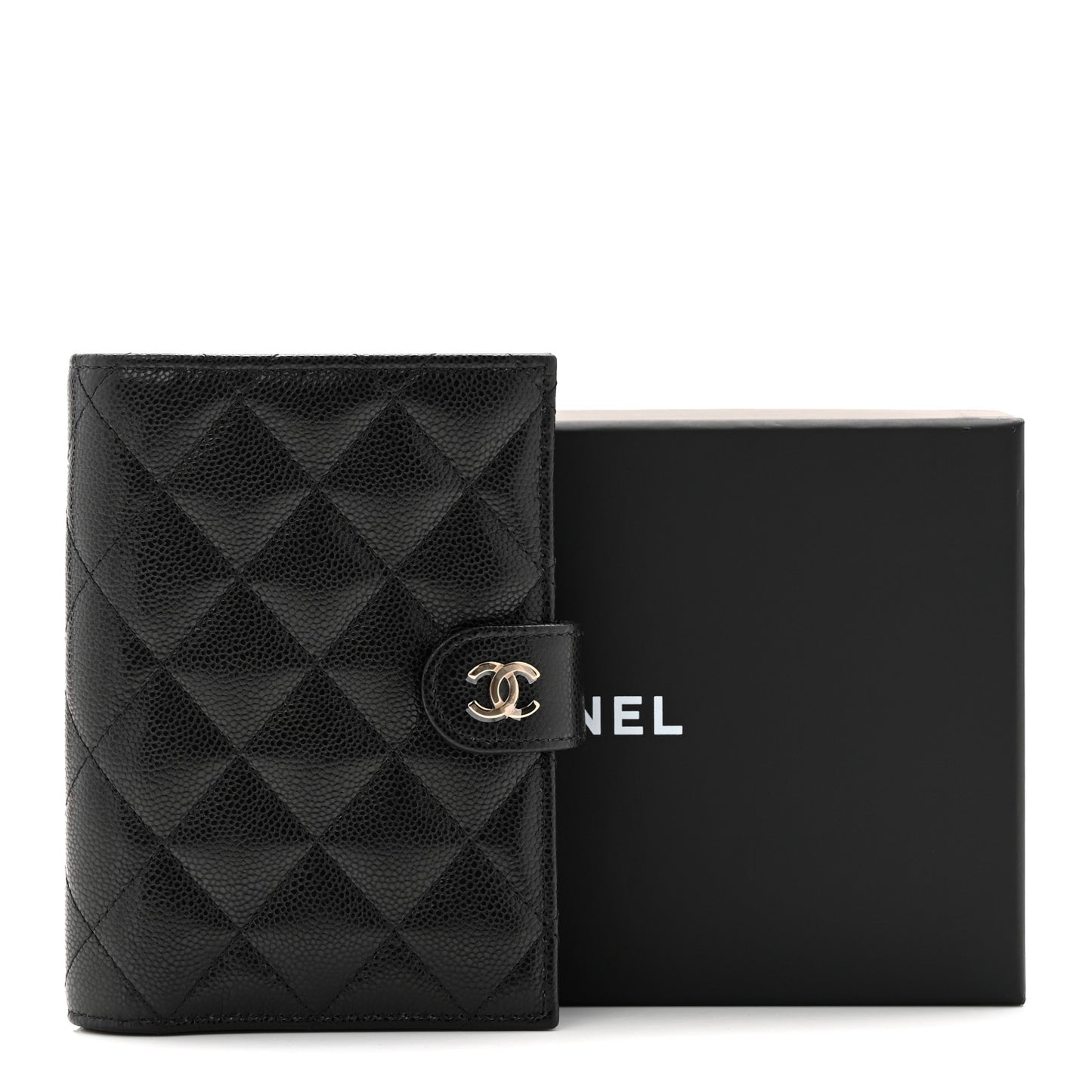 Caviar Quilted Passport Holder Black