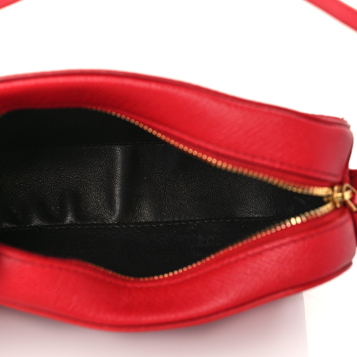 Signature Grained Calfskin Logo XS Ville Camera Bag Rouge Lantern Black