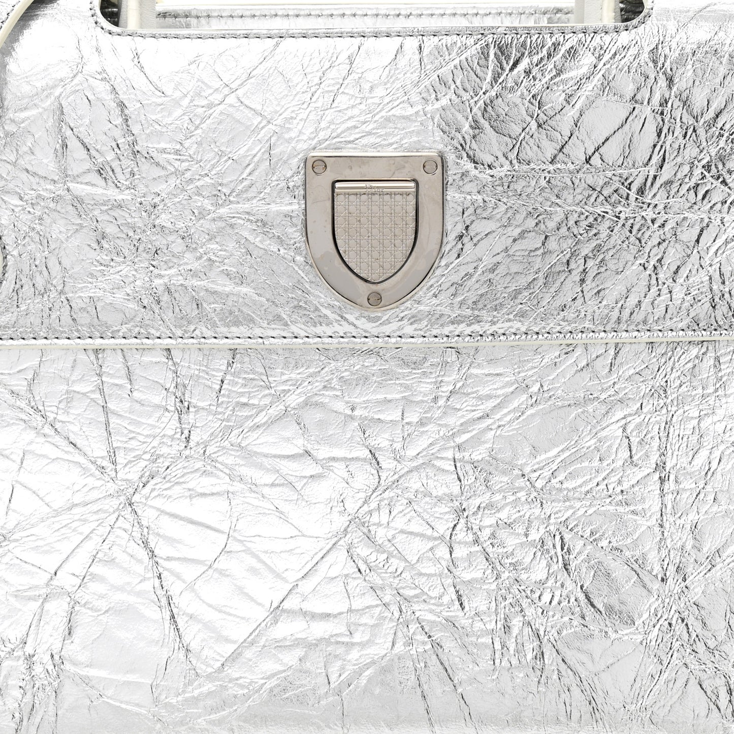 Metallic Calfskin Medium Diorever Flap Silver