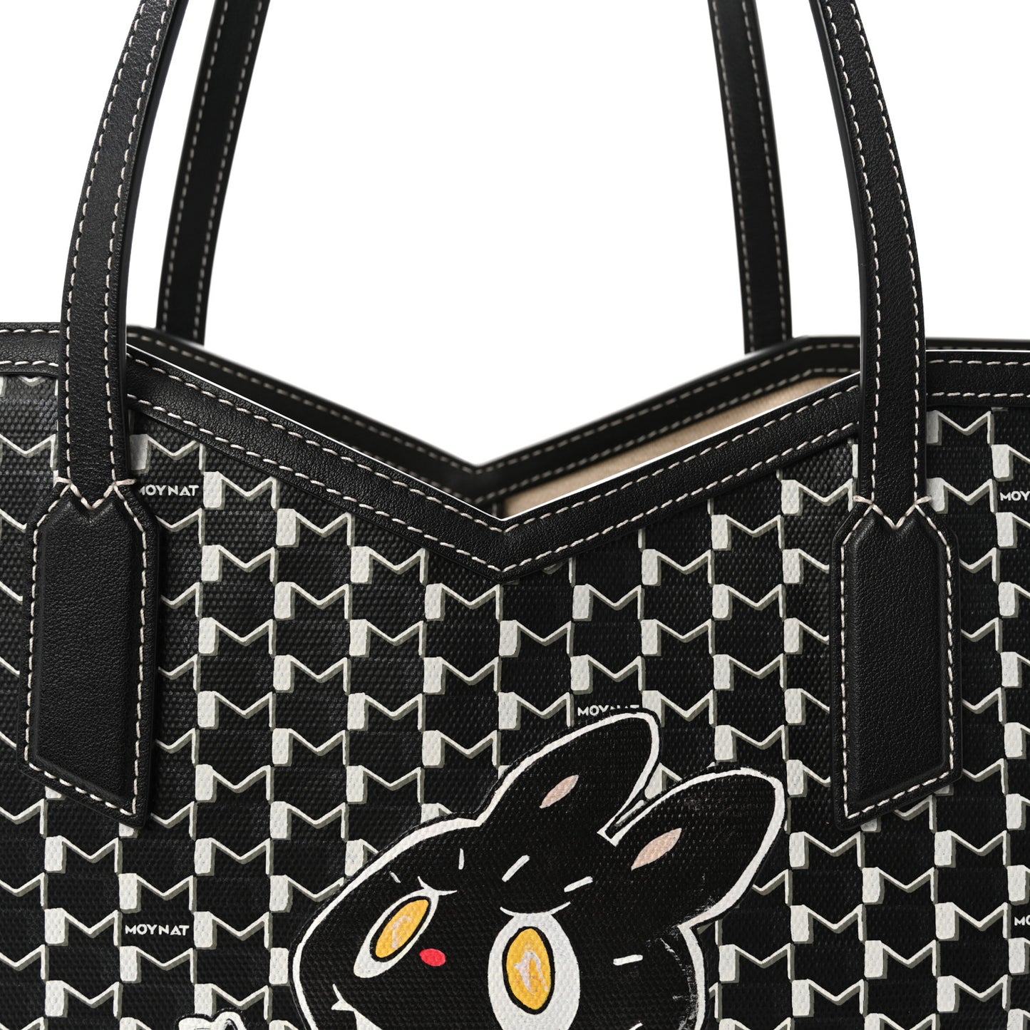 X KASING LUNG Calfskin Canvas M Labubu Tote MM Black
