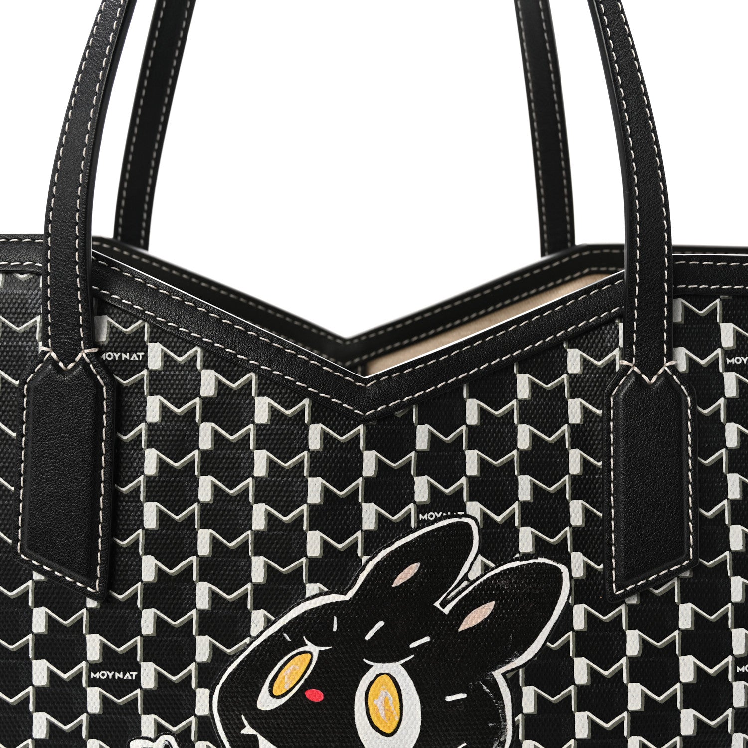 Moynat X KASING LUNG Calfskin Canvas M Labubu Tote MM Black 8 of 10