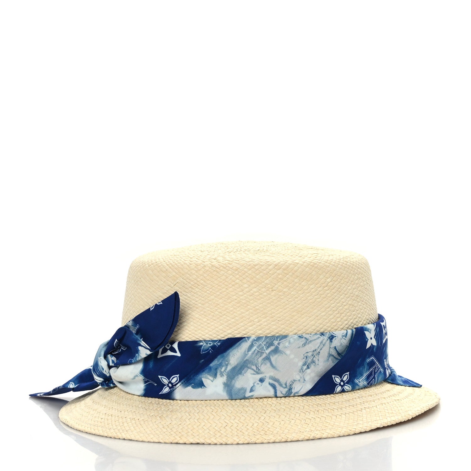 Louis Vuitton Straw Monogram Bandana Hat S Blue 5 of 7