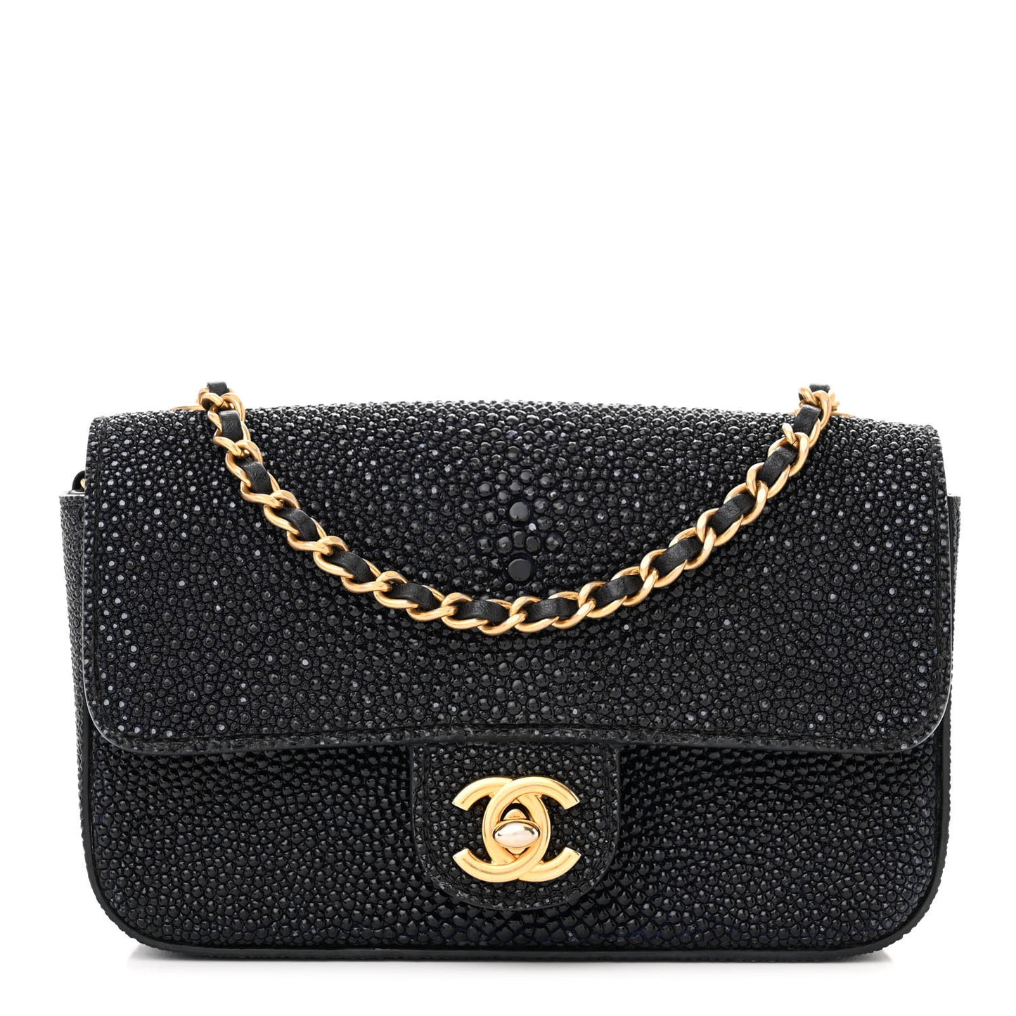 Galuchat Stingray Mini Flap Black