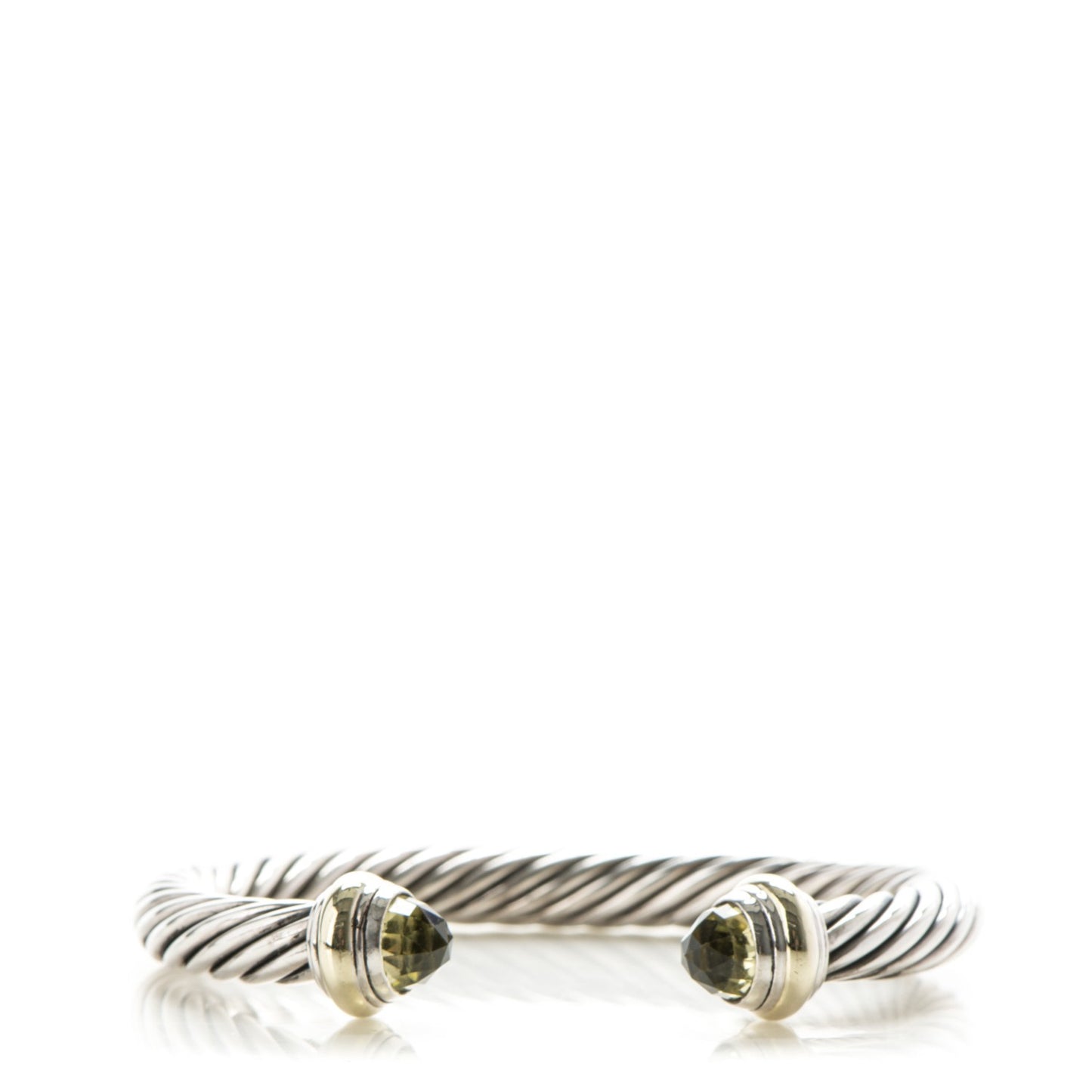 Sterling Silver 14K Yellow Gold Lemon Citrine 7mm Cable Classics Bracelet