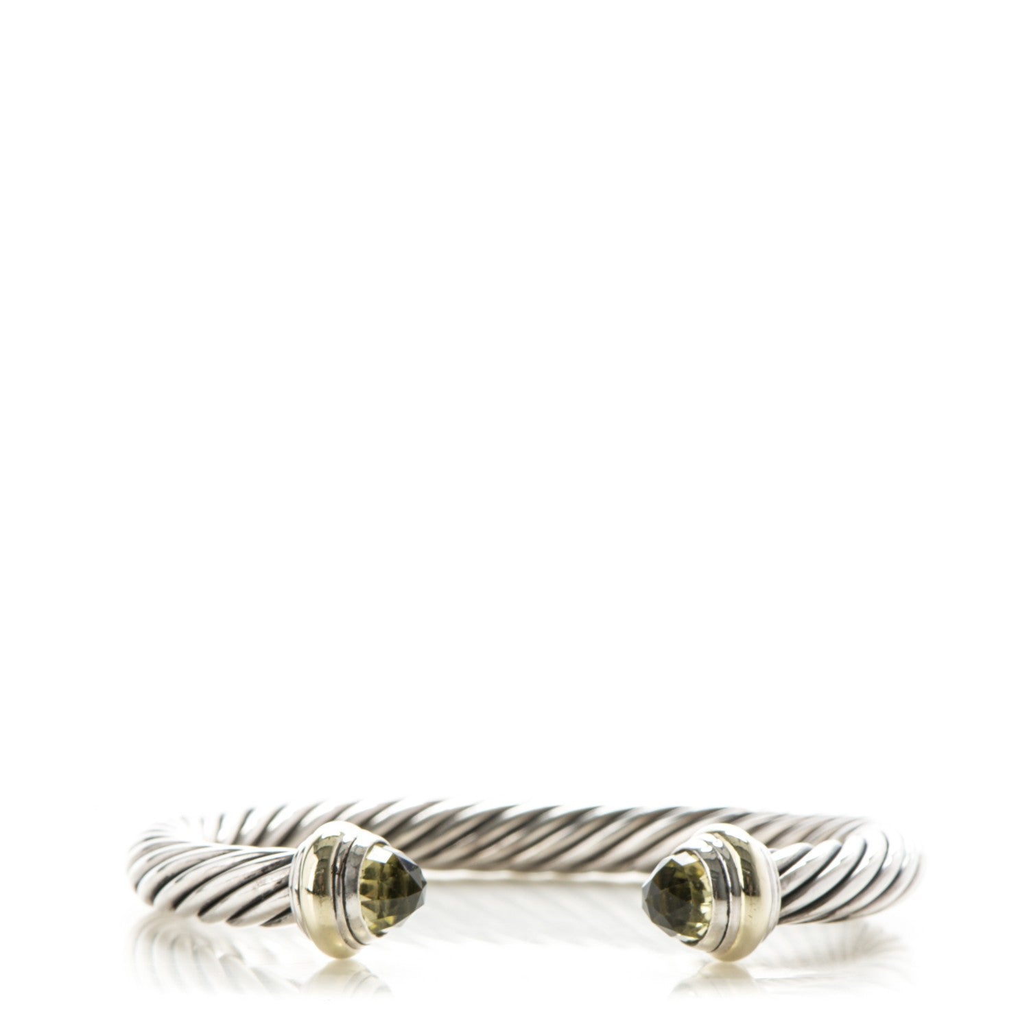 David Yurman Sterling Silver 14K Yellow Gold Lemon Citrine 7mm Cable Classics Bracelet 1 of 5