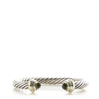 David Yurman Sterling Silver 14K Yellow Gold Lemon Citrine 7mm Cable Classics Bracelet 1 of 5