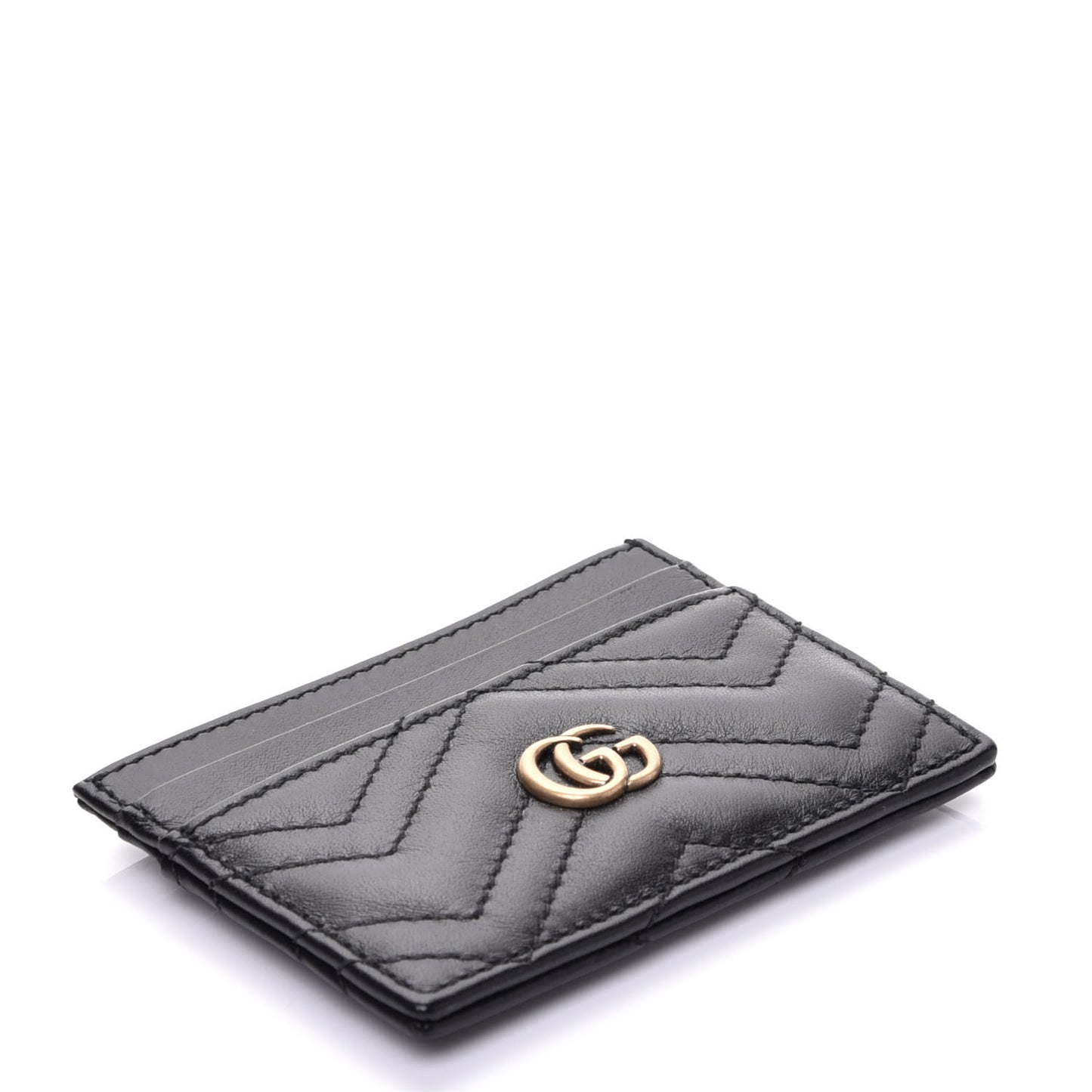 Calfskin Matelasse GG Marmont Card Holder Black