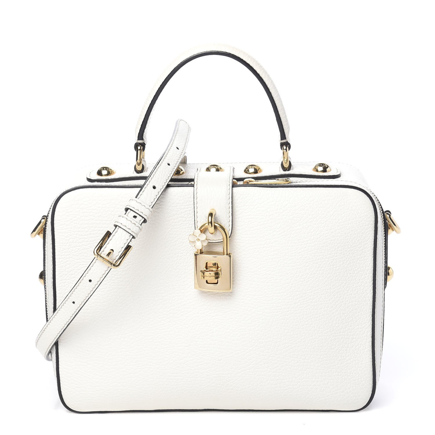 Dolce & Gabbana Drummed Calfskin Rosaria Shoulder Bag White 1 of 14