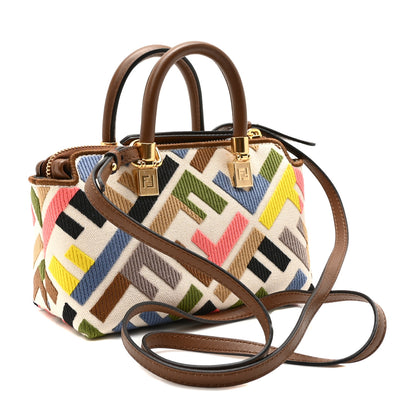 Fendi Canvas Vitello FF Multicolor Embroidered Mini By The Way Top Handle Boston Bag Multicolor 3 of 10