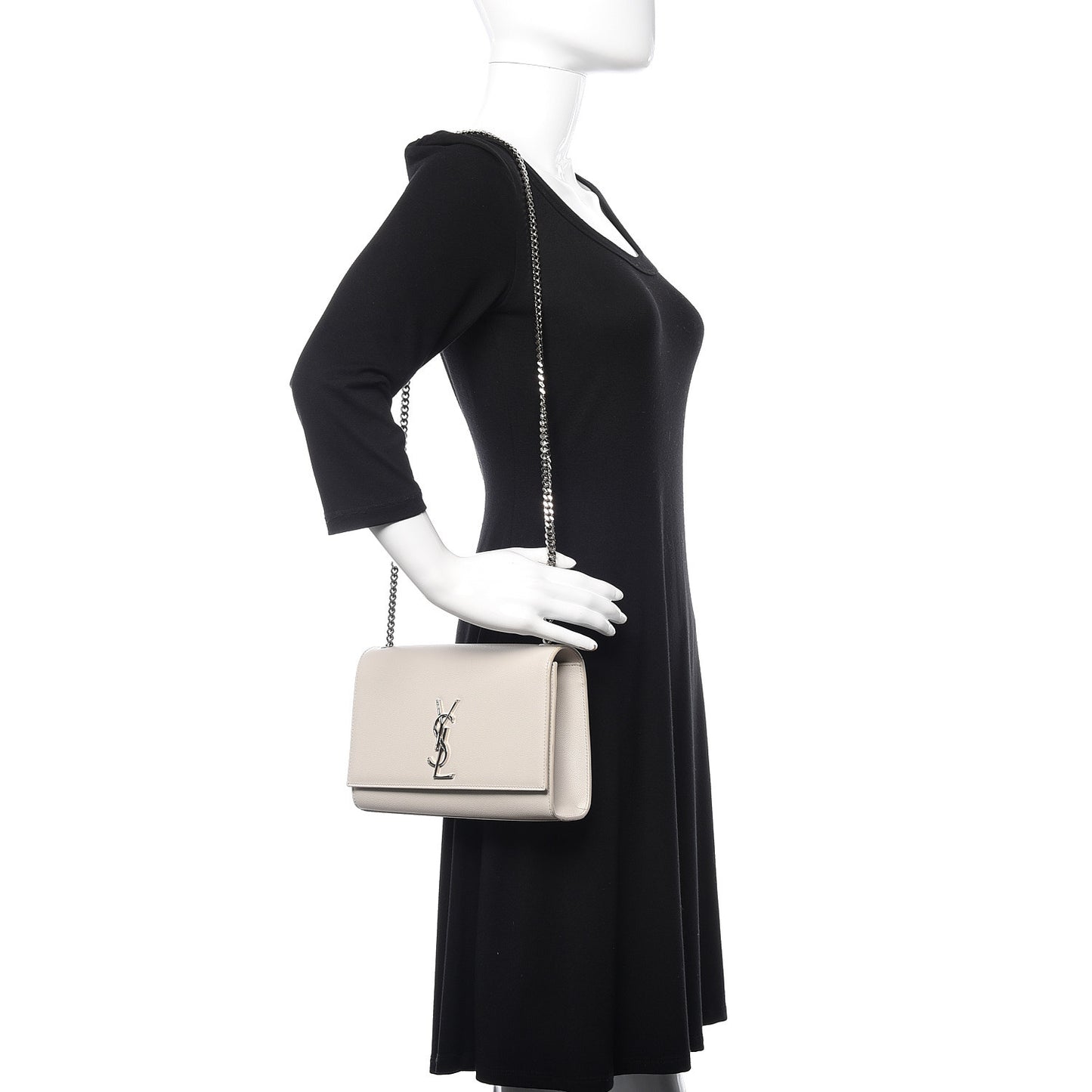 Grain De Poudre Medium Classic Monogram Kate Satchel Icy White
