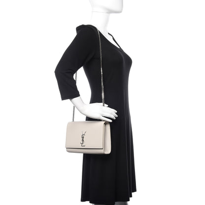 Saint Laurent Grain De Poudre Medium Classic Monogram Kate Satchel Icy White 2 of 15