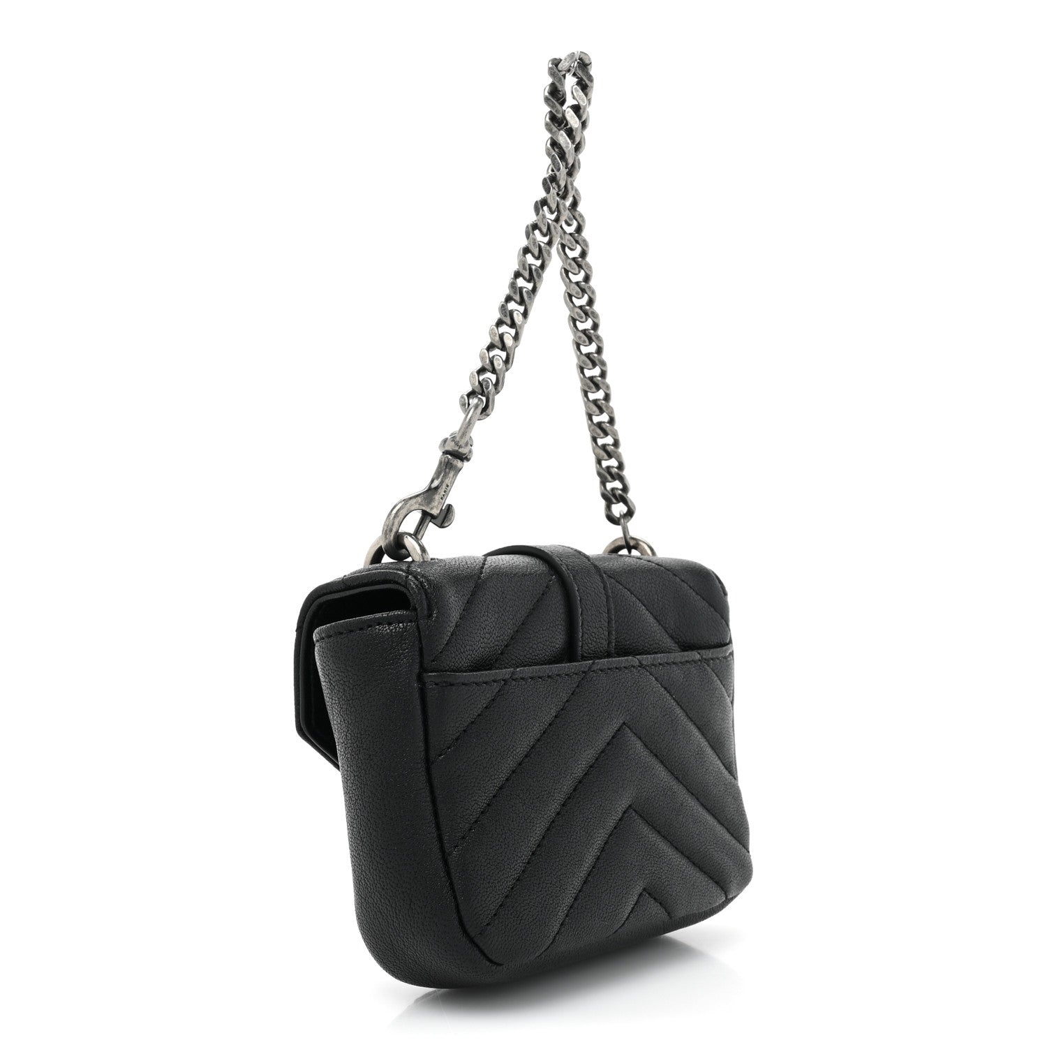 Saint Laurent Sheepskin Matelasse Chevron Monogram Mini College Bag Black 3 of 10