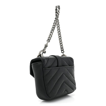 Saint Laurent Sheepskin Matelasse Chevron Monogram Mini College Bag Black 3 of 10