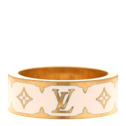 Louis Vuitton Metal Enamel Nanogram Ring M 54 7 White 1 of 5