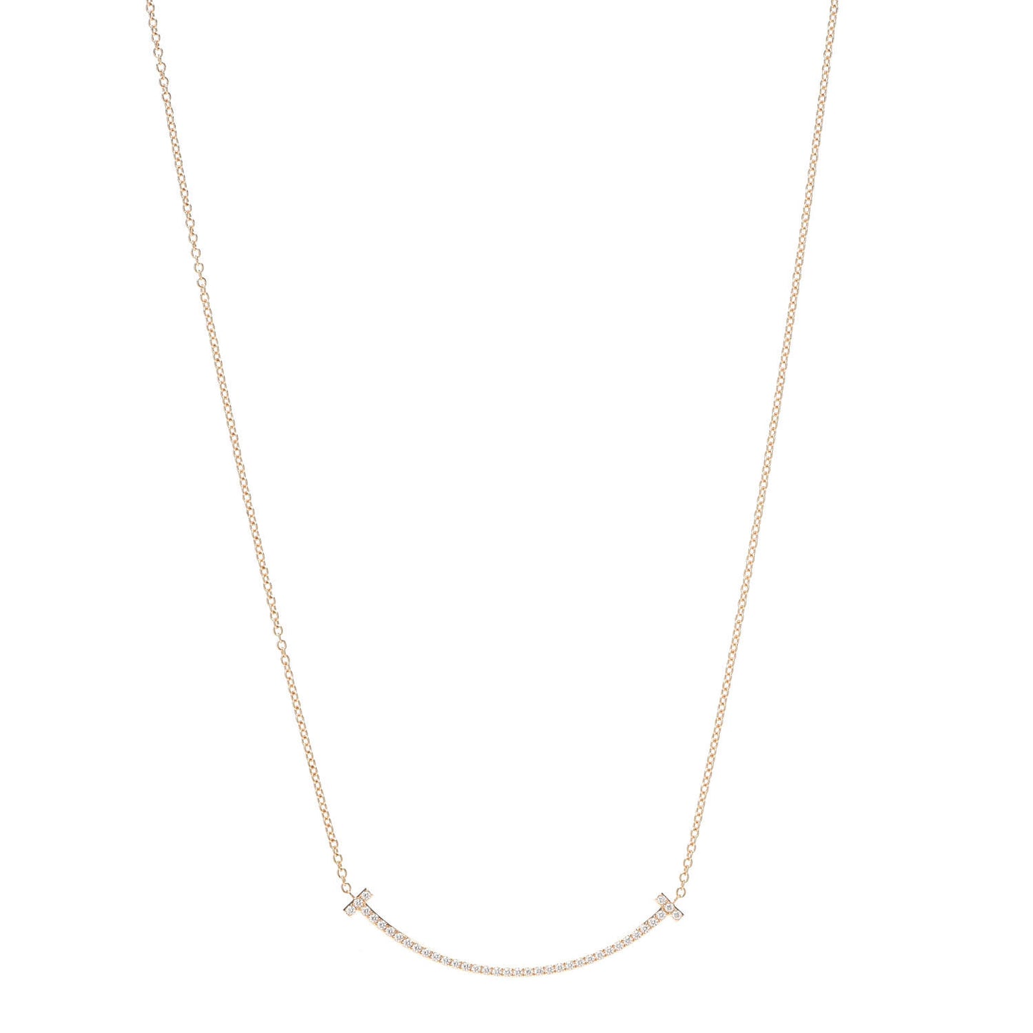 18K Yellow Gold Diamond Small T Smile Pendant Necklace