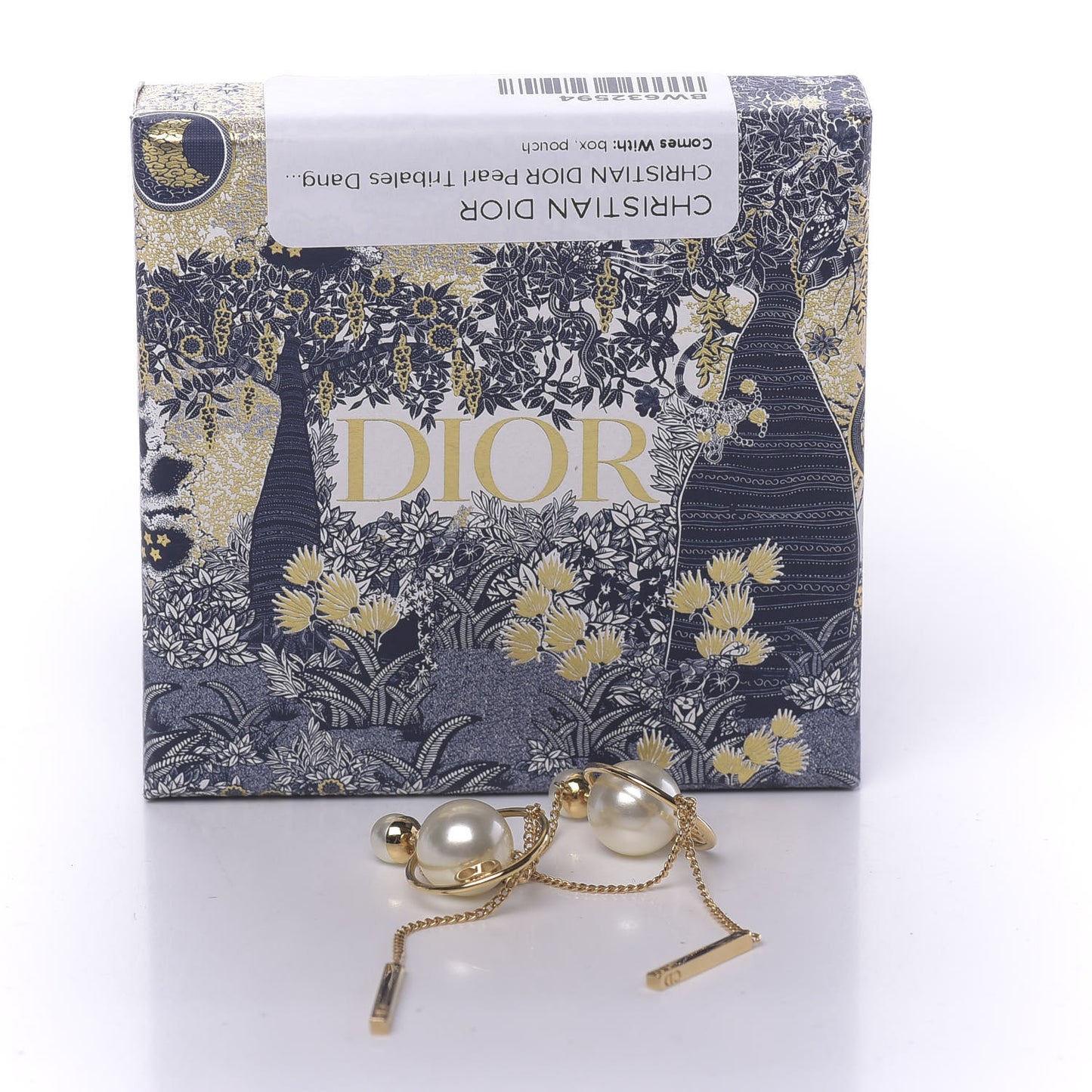 Pearl Tribales Dangle Chain Earrings Gold
