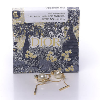 Christian Dior Pearl Tribales Dangle Chain Earrings Gold 5 of 5