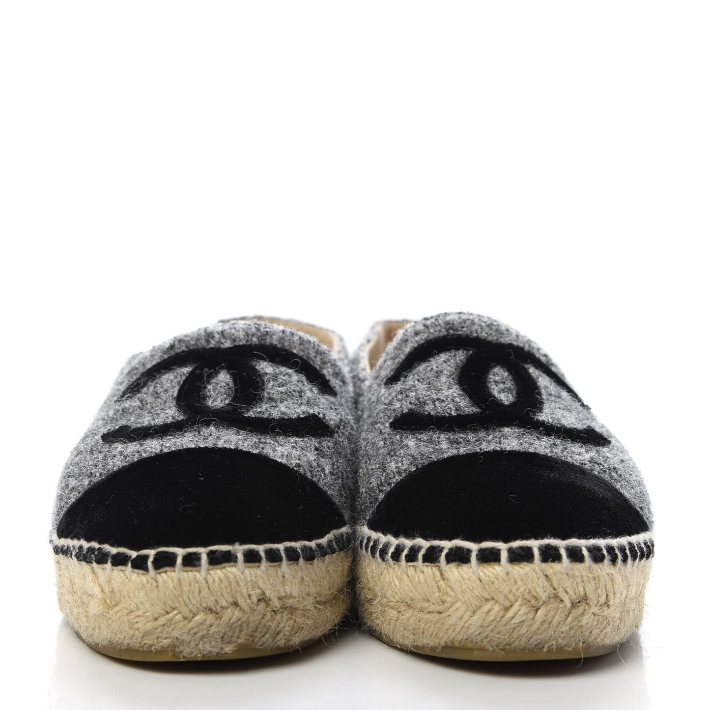 Tweed Velvet CC Espadrilles 36 Grey Black