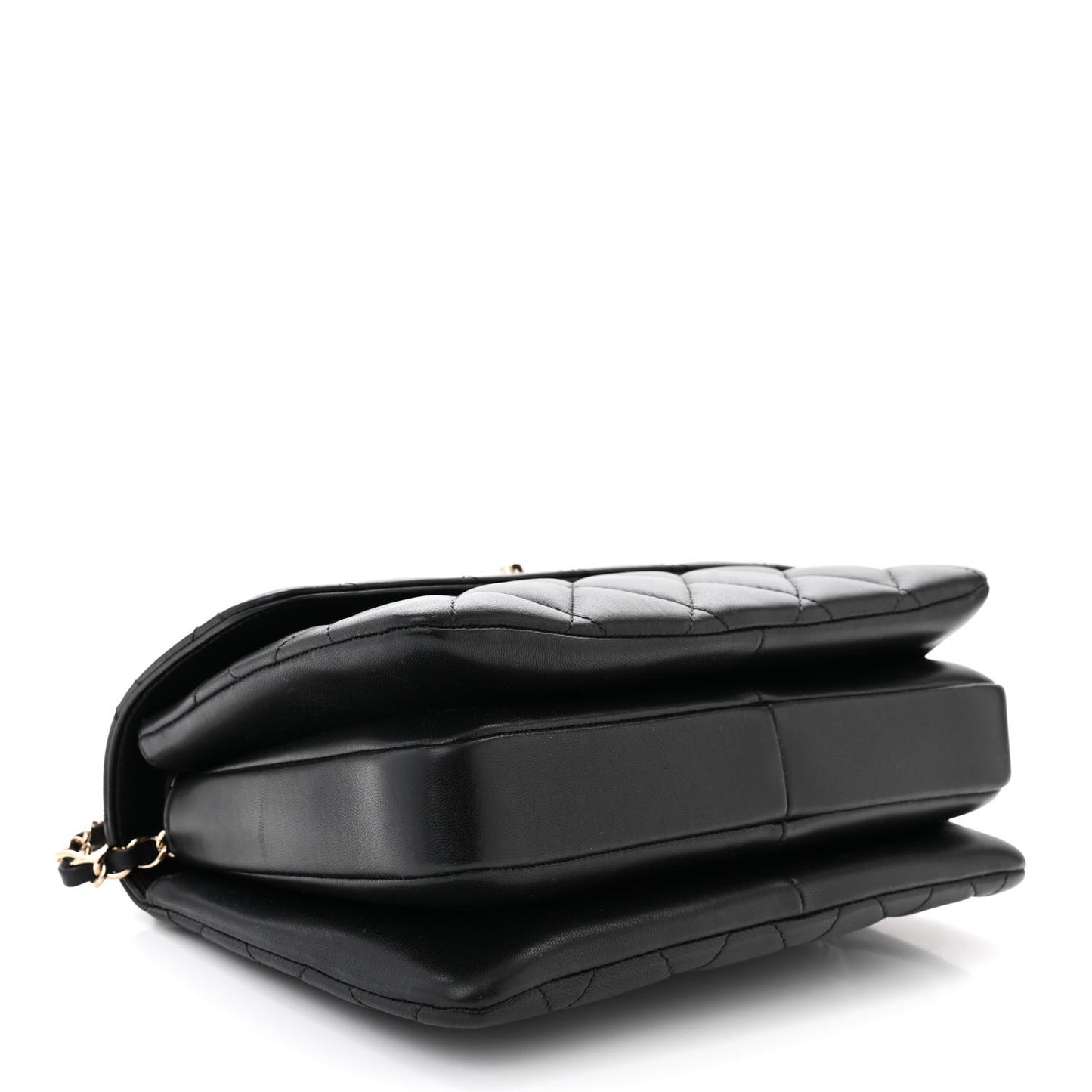 Lambskin Quilted Small Trendy CC Dual Handle Flap Bag Black
