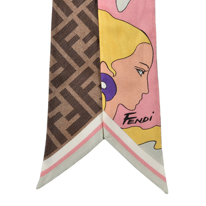 Fendi Silk Wrappy Scarf Cream Mogano 2 of 4